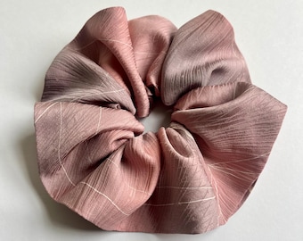 Kimono Silk Scrunchie: Hair Tie, Vintage Japanese Fabric, Dusty Pink to Gray Gradient Silk