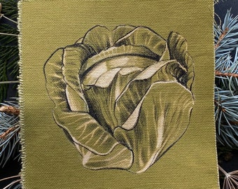 Cabbage - 6x6" Hand Painted Canvas Back Patch