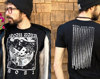 MOON TOUR 2021 Tshirt - Unisex Kurzarm Grafik Vintage Stil Band T-Shirt Mondkalender Mondkarte