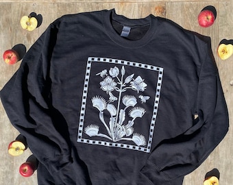 VENUS FLY TRAP Sweatshirt - fleischfressende Pflanzenkunst / cottagecore / mori kei / botanische Illustration Unisex Crewneck Pullover