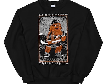 GRITTY SWEATER - Unisex Crewneck Sweatshirt Graphic Flyers Bad Things Happen in Philadelphia Oversized Sweater