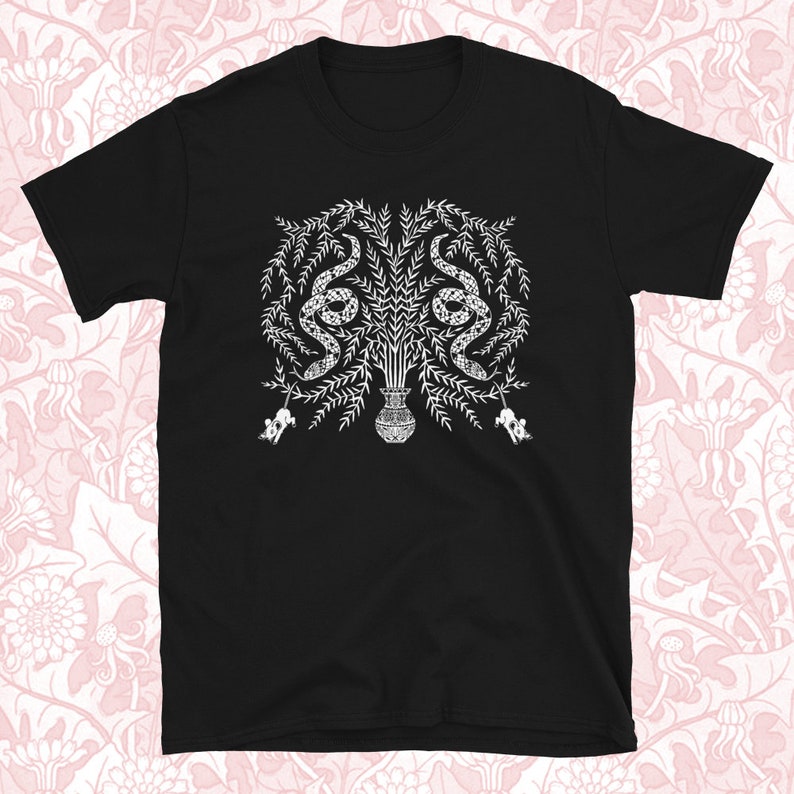 ORM & MUS t-shirt - botanisk illustration / originalkonst / minimalistisk växt unisex kortärmad grafisk t-shirt bild 1