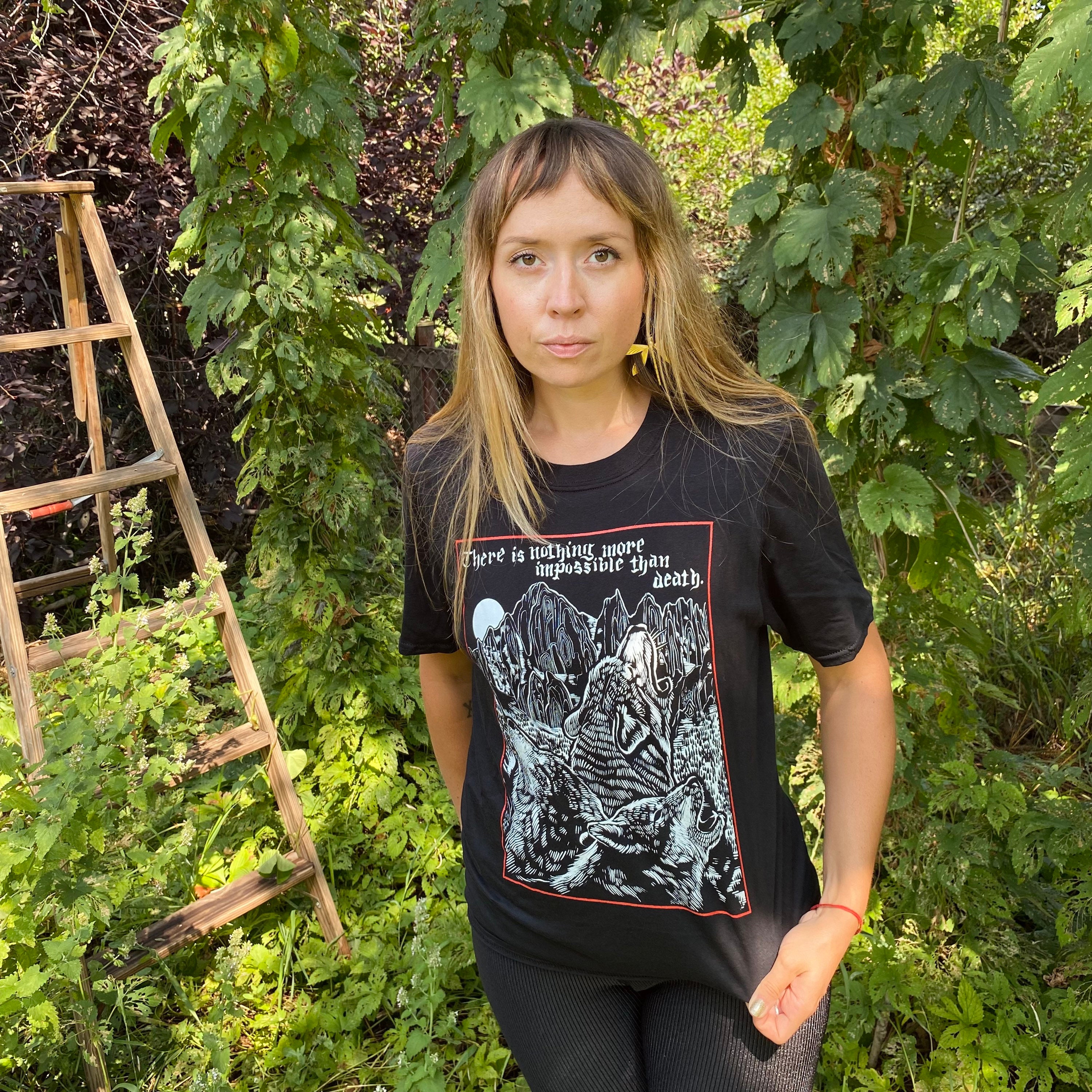 THREE WOLF MOON Tshirt - Howling Wolves / Mountain Aesthetic
