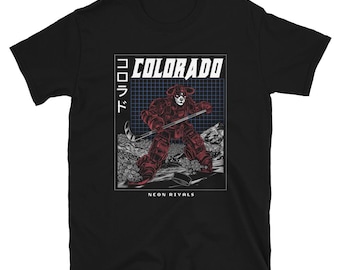 Colorado Hockey Cybercore T-shirt voor volwassenen - Anime Game Day Apparel - Unisex streetwear - zwart