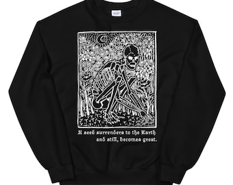 A SEED SURRENDERS sweater - Unisex Crewneck Sweatshirt Skeleton Gardening Floral Spooky Goth Oversized Vintage Style