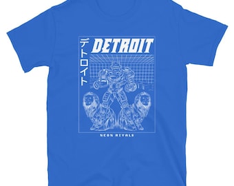 Detroit Football volwassen cyberpunk-T-shirt - Anime Game Day Apparel - Unisex streetwear - blauw