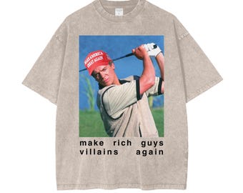 Oversized T-shirt Rich Guy Villain Acid Wash - politieke humor - grappig meme-shirt antimiljardair
