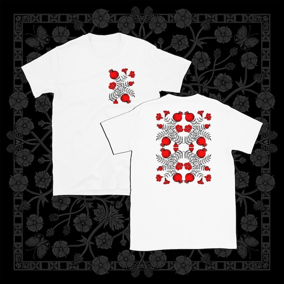 POMEGRANATE tshirt - botanical illustration / vintage fruit / fruit lover / unisex short sleeve graphic t shirt