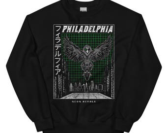 Cyberpunk Philadelphia Football-sweater volwassenen - Super Bowl Game Day-kleding - unisex streetwear - zwart