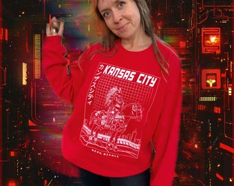 Vaporwave Kansas City voetbal retro cyberpunk-sweater – kleding voor alternatieve gamedagen
