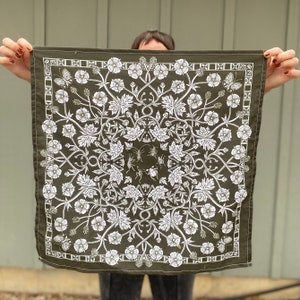 DANCING BUGS 21x21&quot; bandana - cottagecore kerchief / woodland fairy / insect lover / entomologist gift