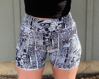 PLANTASIA high waisted biker shorts -  botanical lover / houseplant obsessed / Plant Daddy / Green Witch