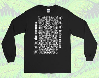 OUTCOME / CAUSE tshirt - unisex long sleeve graphic green witch botanical illustration esoteric t shirt.