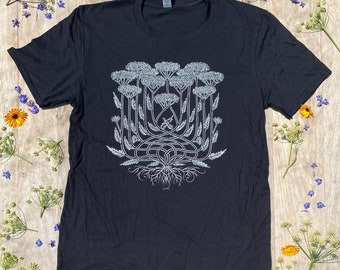 YARROW tshirt - herbalist gift / green witch / art nouveau / witchy mystical / cottagecore unisex short sleeve graphic t shirt