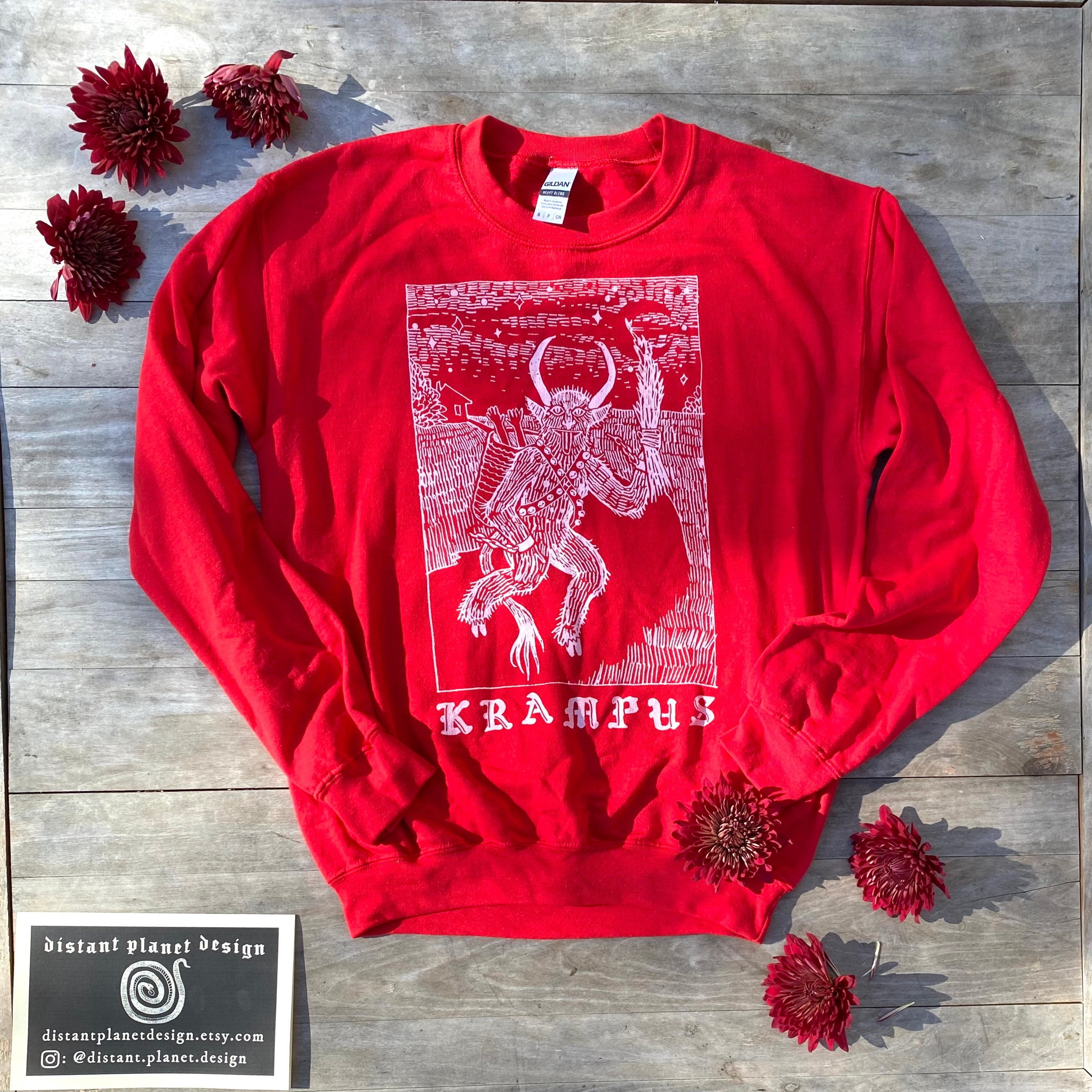 KRAMPUS SWEATER red - Gruss Vom Krampus / edgy christmas / pagan occult holiday look / oversized Vintage Style