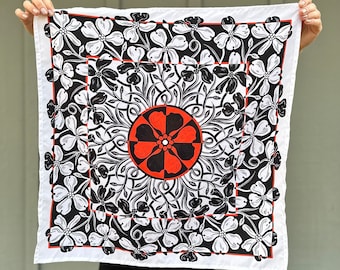 DOGWOOD TREE 21x21" bandana - wilde bloemensjaal / botanisch patroon / haartoebehoren / halsdoek / cottagecore / geboortebloem