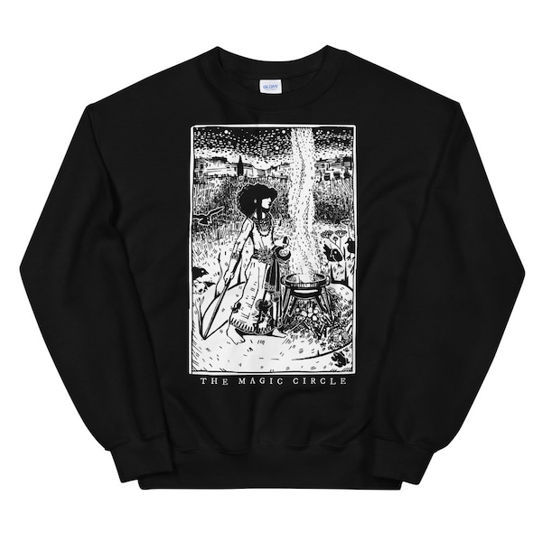 THE MAGIC CIRCLE sweater - Unisex Crewneck Sweatshirt John William Waterhouse Witchy Goth Illustration Oversized Vintage Style