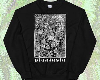 PLANTASIA sweater - Unisex Crewneck Sweatshirt Botanical Houseplant Plant Daddy / Lady Green Witch Oversized Vintage Style