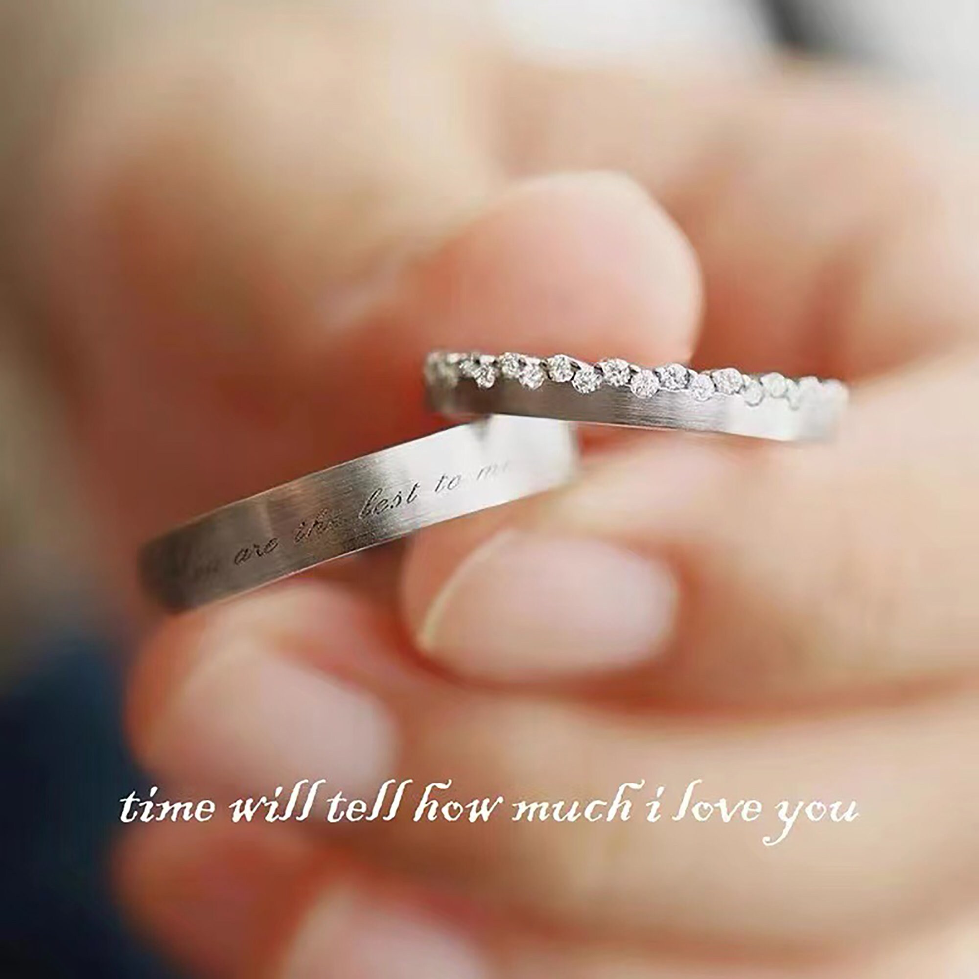 S925 Korean Style Personalized Statement Couple Rings Promise Etsy