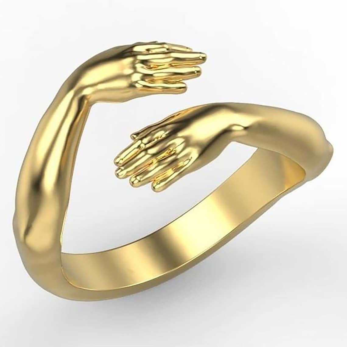 Gold/Silver Strong Arm Hugging Ring Stackable Ring Couple Etsy