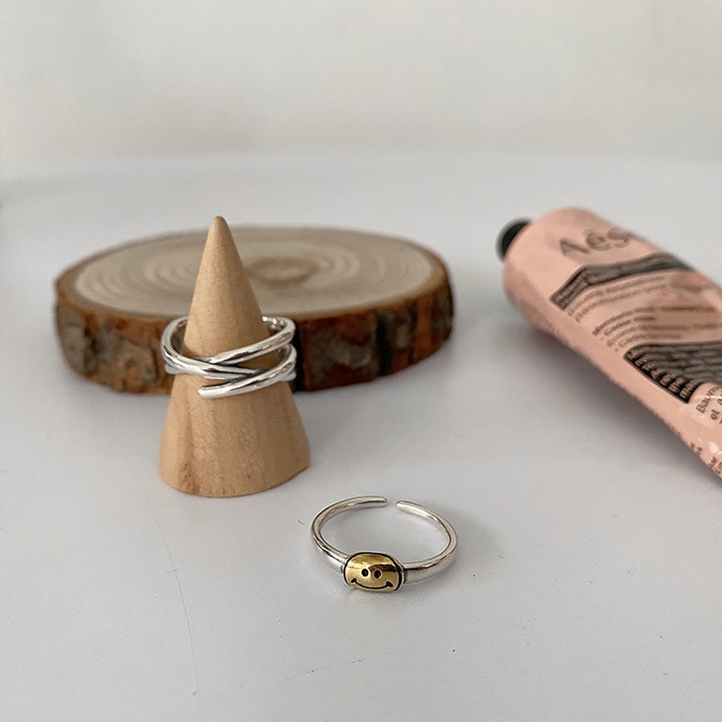 Smile Ring Streetwear Ring Hip Pop Ring Fashion Open Adjustable Ring For Men and Women Lucky Ring Gift For Her. Thin Smiley Face Ring