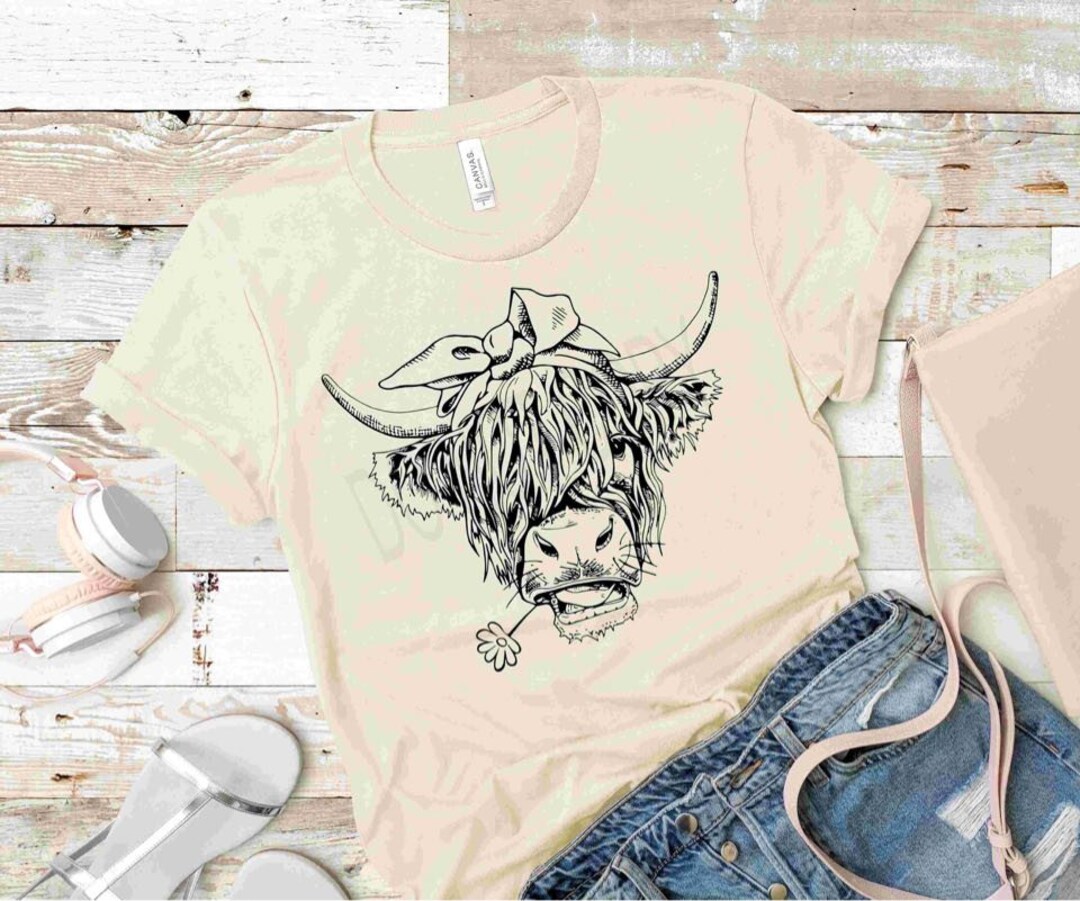 Highland Cow Bow Screen Print Transfer/diy Ready to Press Etsy