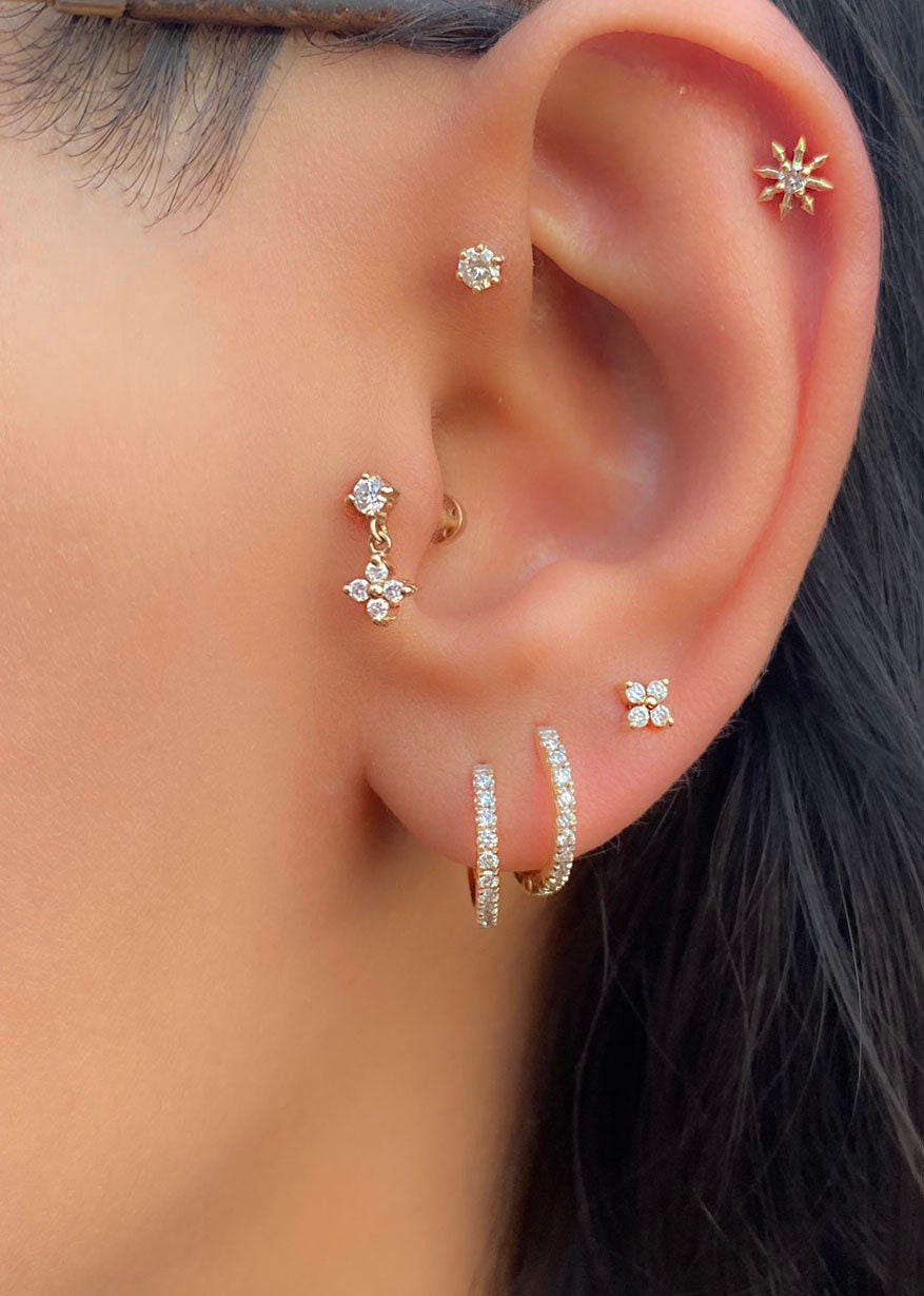Classy Flat Ear Piercing Gaia Push Pin Flat Back Earring