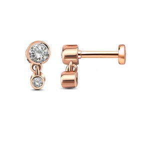 Dangle Cartilage Earring,Dangle Helix Piercing,16g Labret CZ Flat Back Stud Earring,Helix Piercing