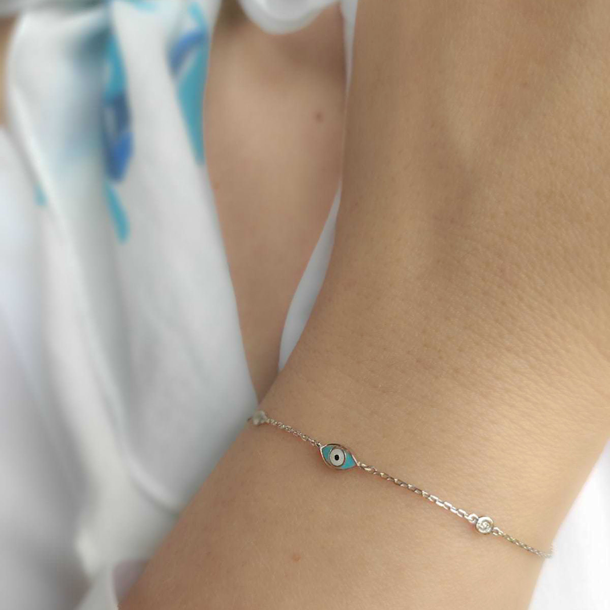 Evil Eye Diamond Bracelet in 14k Gold Evil Eye Charm Bracelet Etsy