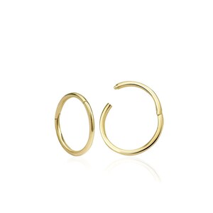 Aros pequeños de oro de 14 k, aro de cartílago de 16 g, aro de cartílago de 8 mm, aro de cartílago con cierre de clic, cartílago, hélice, trago.