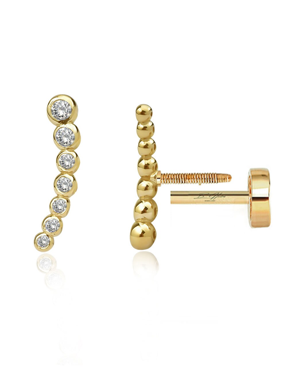 Diamond Helix Cartilage Earring 14k Solid Gold Helix Etsy
