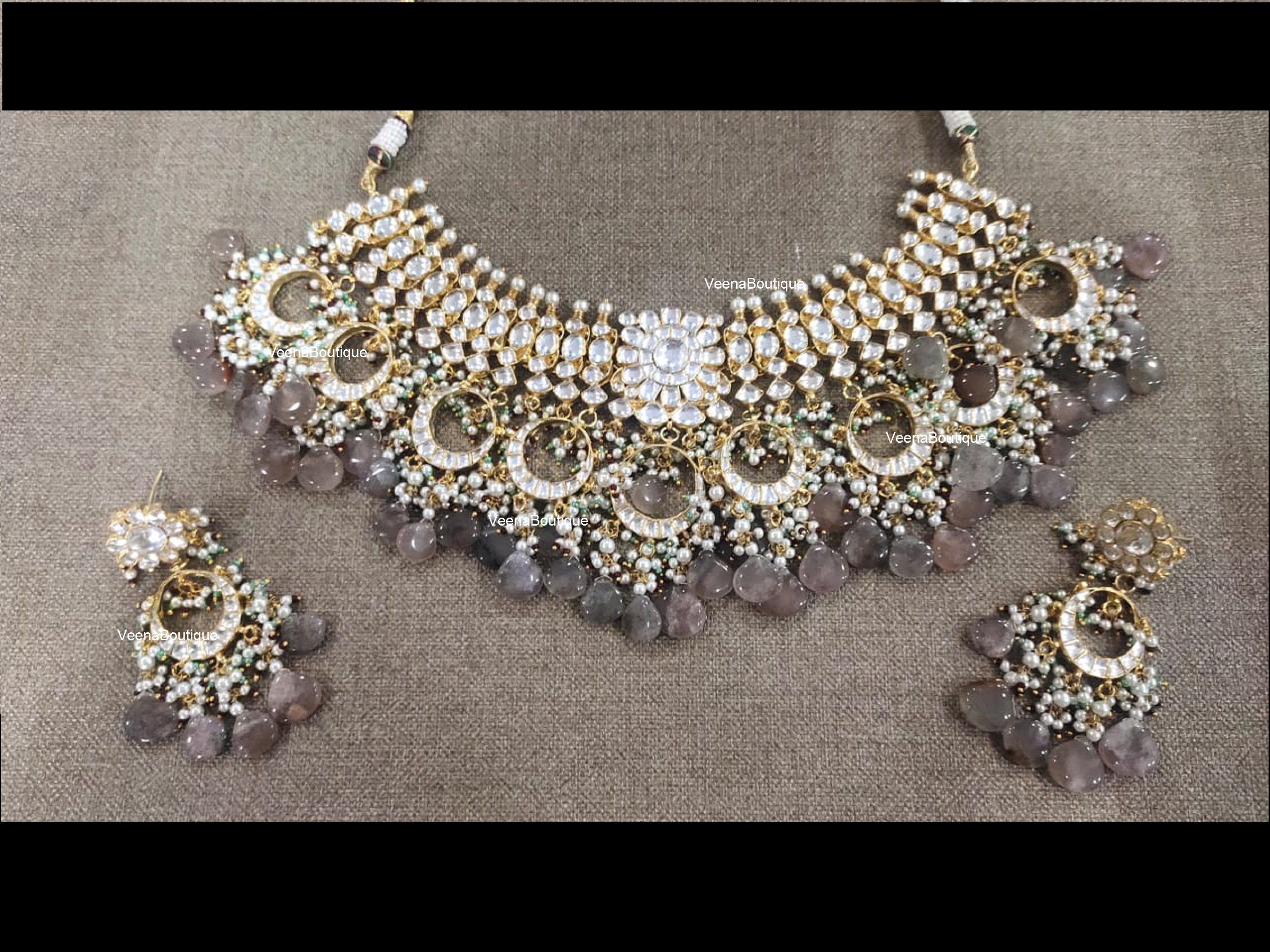 Gold Plated Kundan Necklace Set Chand 