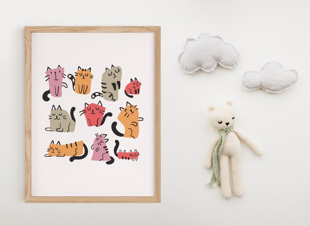 Kitty and Cats Nursery Prints Baby Animal Prints for Baby Room Wall Art ...