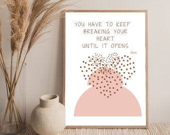 Rumi - Heart,  Inspirational Wall Print for any Decor, Inspirational Wall Art,  INSTANT DIGITAL DOWNLOAD