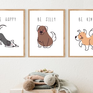 Puppy Nursery Prints Set Of 3 Dog Animal Prints for Baby Room Wall Art Kids PRINTABLE DIGITAL DOWNLOAD
