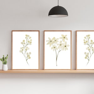 Boho Wildflowers Set Of 3 Flower Prints Decor, Neutral Wildflowers Wall Art Decor, PRINTABLE DIGITAL DOWNLOAD