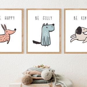 Puppy Nursery Prints Set Of 3 Dog Animal Prints for Baby Room Wall Art Kids PRINTABLE DIGITAL DOWNLOAD