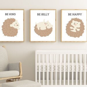 Neutral Boho Hedgehogs Nursery Prints Set Of 3 Prints for Baby Room Wall Art Kids PRINTABLE Baby Animal Print DIGITAL DOWNLOAD