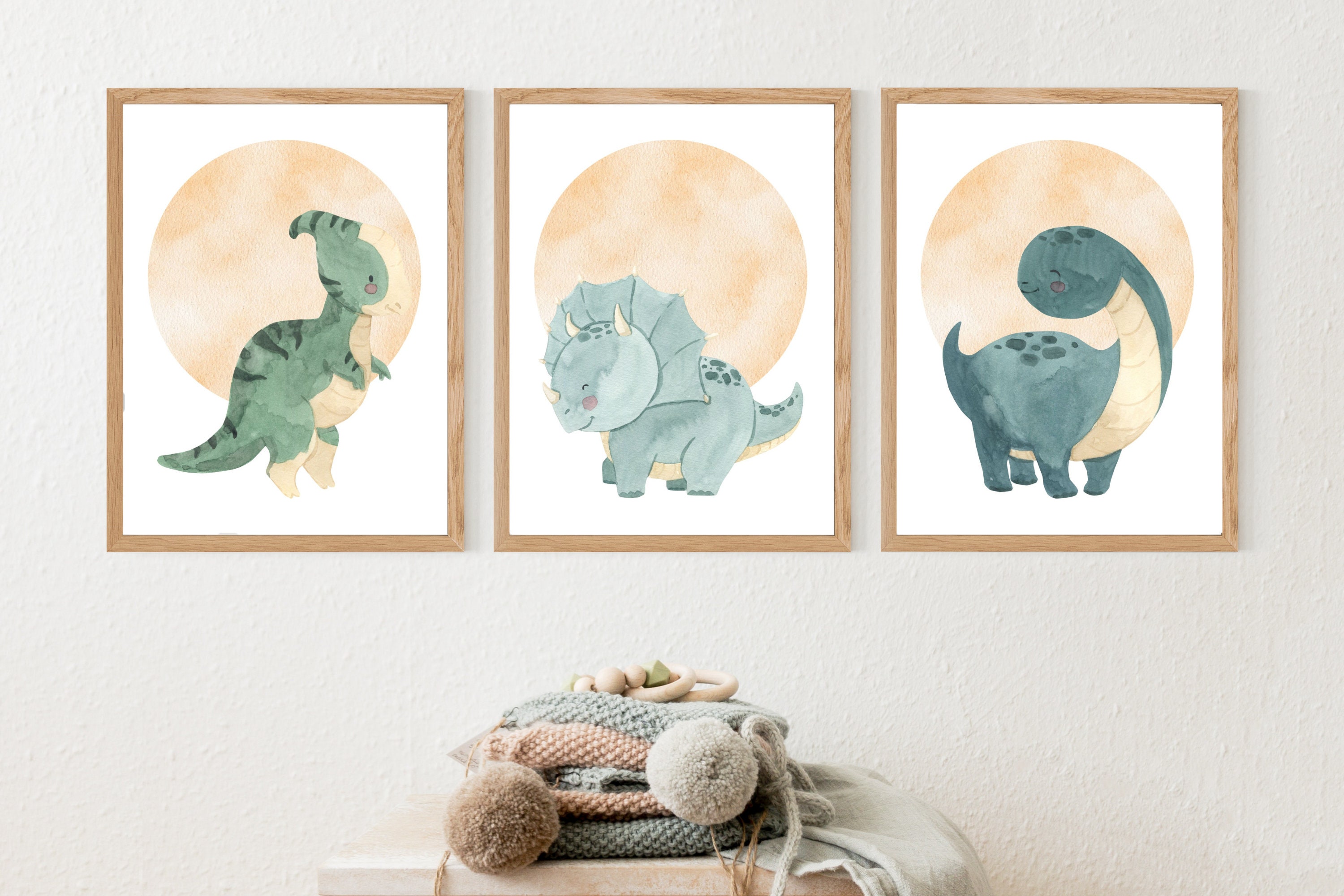Baby Dinosaur Wall Art, Set of 3 Prints for Baby Room Wall Art Kids ...