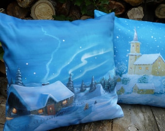 Weihnachten Kissenbezug, Winterkissen, Winter Cottage, WinterLandschaft, Weihnachtsgeschenk, Weihnachtsgeschenk, Weihnachtsdekor, Weihnachtsdekoration