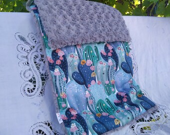 Cactus Baby Blanket-Minky Baby Blanket-New Baby Gift-Designer Minky Blanket-Newborn Gift-Flowers Baby Blanket-Baby Play Mat