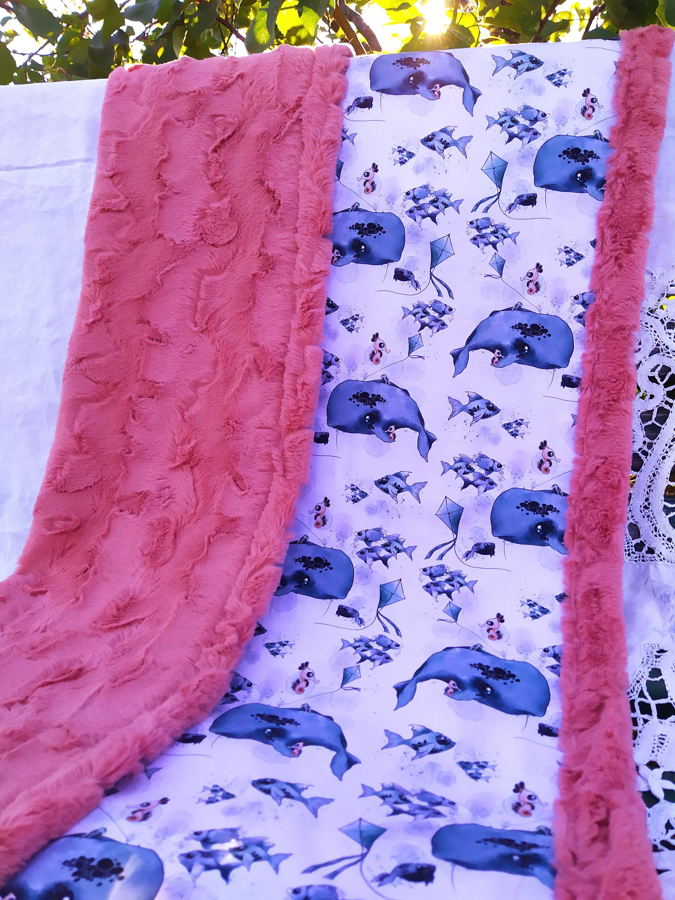 Nautical Baby Blanketwhale Baby Blanketminky Baby Etsy