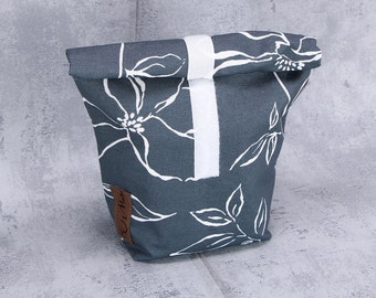 Lunchbag groß mit weißen Blüten