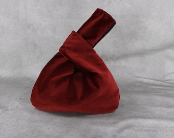 Tasche, Japanische Knotentasche, dunkel rot, Abendmode
