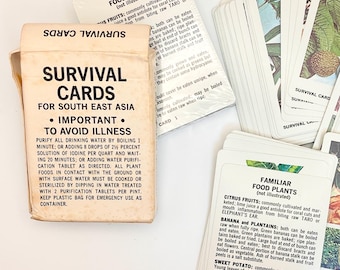 Army Survival Cards for South East Asia : Plant and animal training cards given to soldiers in Vietnam