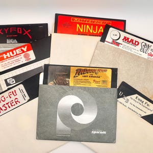 Vintage Commodore 64 Computer Games:  5.25 inch floppy disks