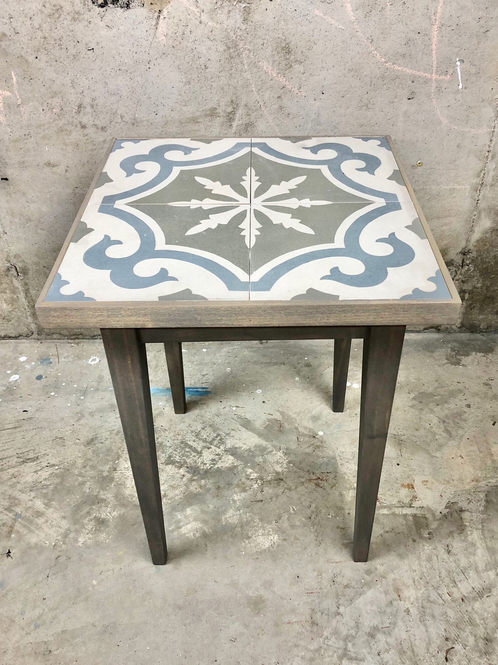 Bohemian Tile Top End Table Santorini 21 1/8 Etsy