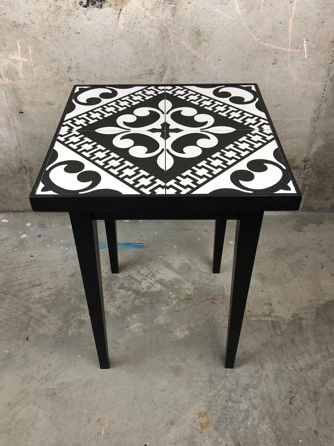 Bohemian Tile Top End Table Zellige 22 1/4 Etsy