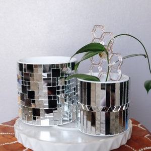 GEORGE Disco Planter 4in Mosaic Mirrored Planter Unique Ceramic Pot for Plants image 7