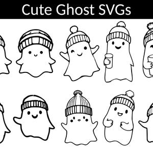 10 schattige geest met beanie-svg's | Vectorillustratie Clipart